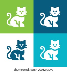 Black Cat Flat four color minimal icon set
