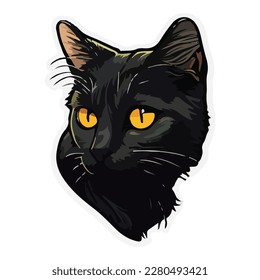 Black Cat Flat Icon Isolated On White Background