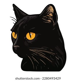 Black Cat Flat Icon Isolated On White Background