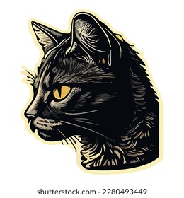 Black Cat Flat Icon Isolated On White Background