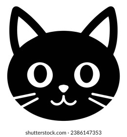 Black Cat Flat Icon Isolated On White Background