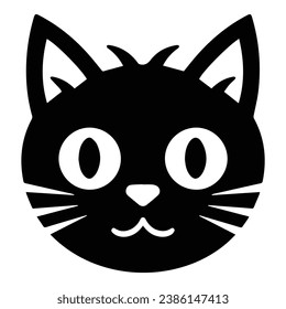 Icono plano de gato negro aislado en fondo blanco