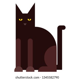 black cat flat illustration on white