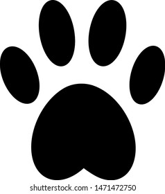 Black cat footprint. Vector illustration that can be used as an icon.