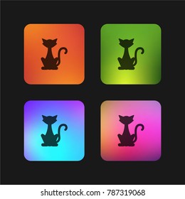 Black Cat four color gradient app icon design