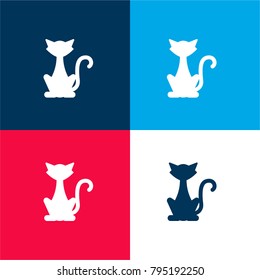 Black Cat four color material and minimal icon logo set in red and blue
