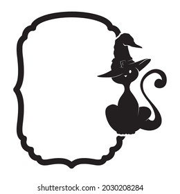 Black cat frame - Halloween theme, vector artwork