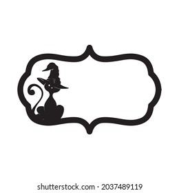 Black cat frame - Halloween theme, vector artwork