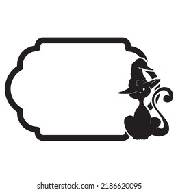 Black cat frame - Halloween theme, vector artwork
