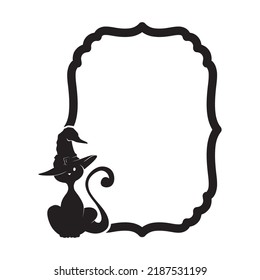 Black cat frame - Halloween theme, vector artwork