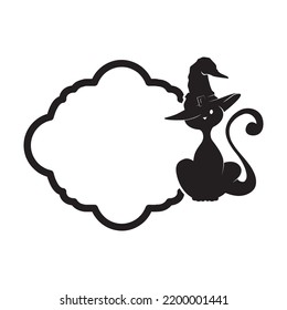 Black cat frame - Halloween theme, vector artwork