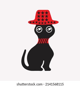 black cat funny vector logo 
