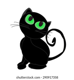 Black cat glowing eyes vector background