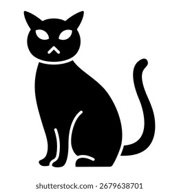 Black Cat Glyph Icon Vector Illustration