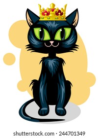 Black cat in golden crown
