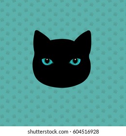 Black Cat With Gradient Mesh, Vector Illustration