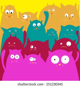 Black Cat with Green Eyes Vector Illustration