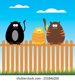Black Cat with Green Eyes Vector Illustration