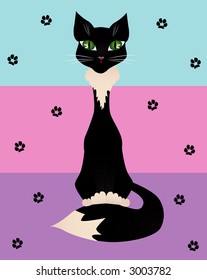Black cat with green eyes-vector