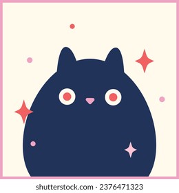 Black cat greeting card. vector illustration