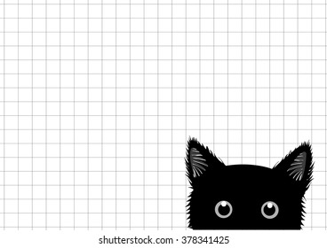 Black Cat Grid Background Vector Illustration