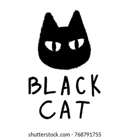 Black cat grunge style vector illustration