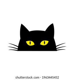 Black Cat Half Face Icon Cartoon Vector Illustration