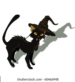 Black cat for Halloween design. Vector illustration.