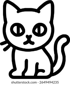 Black cat halloween icon illustration outline stroke minimalist black line	