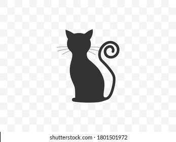 Black cat, halloween icon. Vector illustration, flat design.