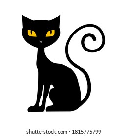 Gato negro. gato de halloween aislado de fondo blanco. ilustración vectorial