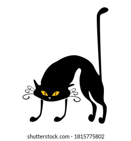 Black cat. halloween cat isolated on white background. vector illustration