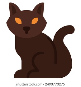 Black Cat halloween object icon illustration