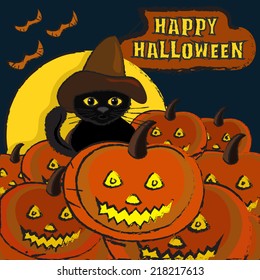 Black cat Halloween pumpkin