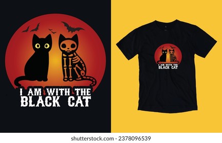 i am with the black cat halloween special free t shirt design s vg, template, scary night, black cat, witch, boo 