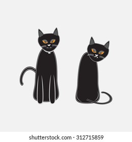 Black cat for Halloween symbol, vector illustration