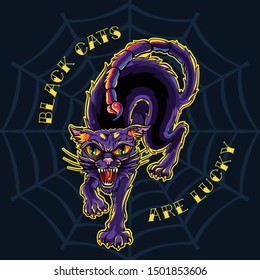Black Cat for Halloween Vector Illustration