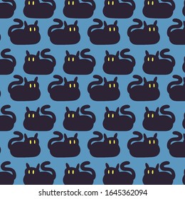 black cat hand drawn pattern template vector