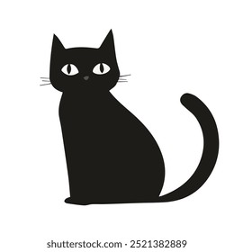 Black cat hand drawn. Vector illustration.