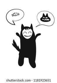 black cat happy