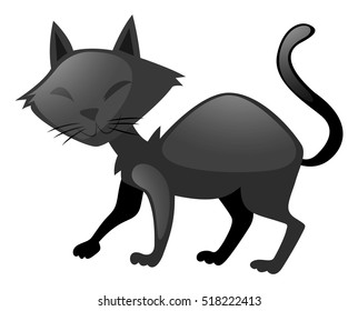 Black cat with happy face illustration