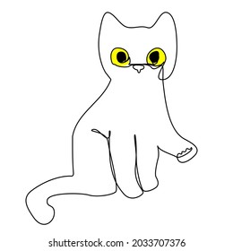 Gato negro Feliz Halloween contínuo dibujo de un gato.
