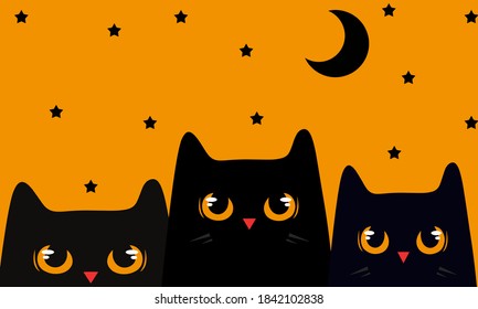 black cat happy halloween illustration