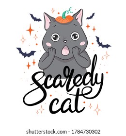 Black cat in a happy Halloween. Vector, illustration.