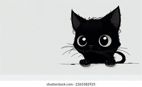 black cat has the big eye