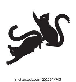 Black cat having sex vector line art design cat silhouette