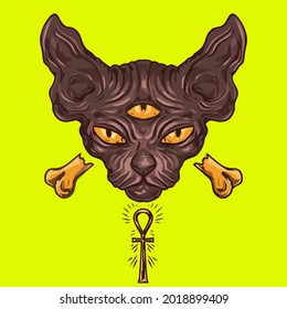 black cat head with art hree eyed ghost art ee best design vector illustration for use in design and print poster canvas