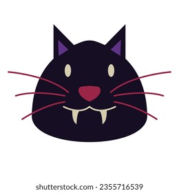 Black cat head face silhouette icon. Cute cartoon funny baby character. Kitten paws. Kawaii animal. Pet collection. Sticker print. Flat design. White background. Isolated. Vector illustration