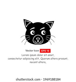 Black cat head icon. Clip art isolated on white background.
