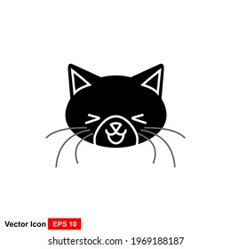 Black cat head icon. Clip art isolated on white background.
